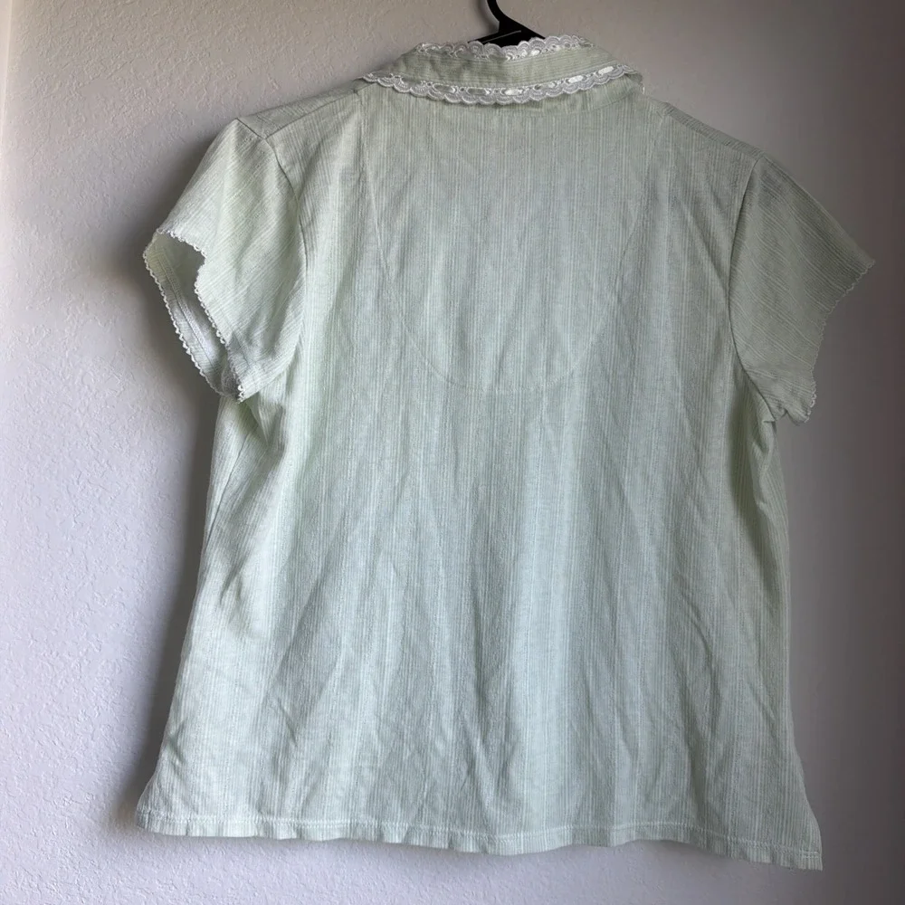 VTG SECRET TREASURES Mint Green Cotton Blend Sleepwear Top Size M